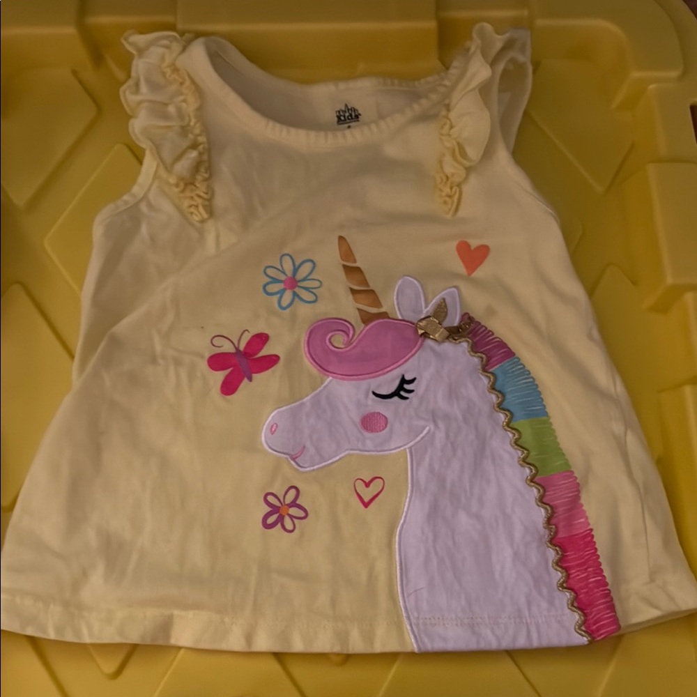 Kids Yellow Unicorn Top